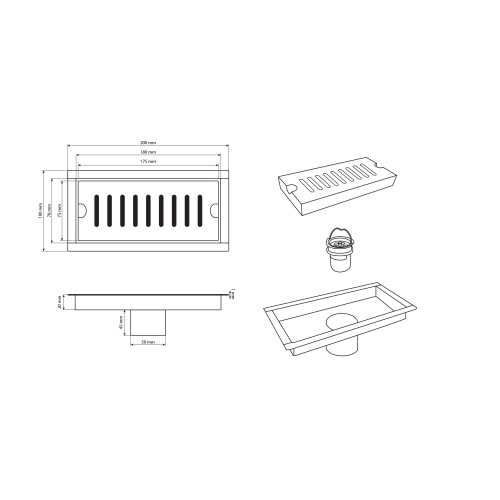 Трап Алсера 200х100 линейный вертикальный из нержавеющей стали фото 4