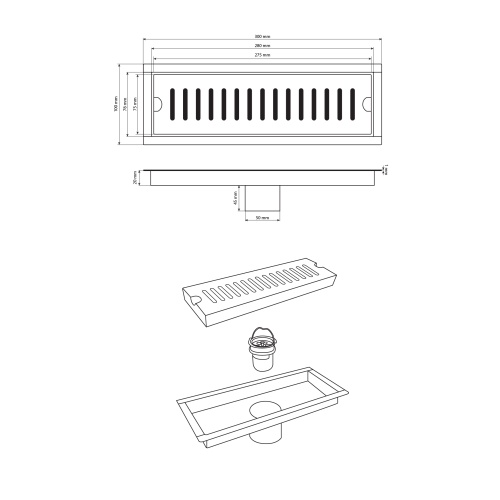 Трап Алсера 300х100 линейный вертикальный из нержавеющей стали фото 4